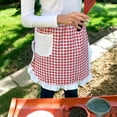 thumbnail image 4 of Bazaar Bliss Gingham Waist Apron with Pocket, Half Apron with Ruffle, Red, 4 of 5