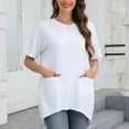 thumbnail image 5 of Scyoekwg Womens Tops Trendy Casual Round Neck Regular Tunic Tshirt with Pocket Comfy Lightweight Loose Solid Color Summer Short Sleeve T Shirts Comfy Blouses (White,L), 5 of 8