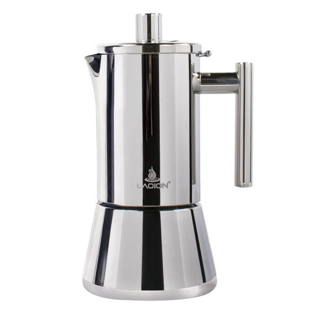 LAOION Stovetop Espresso Maker, 6Cup 10 oz Moka Pot, Stainless Steel Cuban and Italian Coffee Maker for Cafetera Cubana, Greca De
