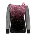 thumbnail image 4 of Womens T Shirts Tops Elegant Sequins Long Sleeve Fall Clothes for Women Tees Blouses Purple Size M, 4 of 5
