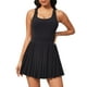 thumbnail image 1 of Vestido de tenis Heathyoga para mujer con pantalones cortos y sujetador negro, 1 of 5