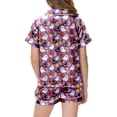 thumbnail image 4 of NIEWTR Kids Girls Short Sleeve Pajamas Set Halloween Pumpkin Ghost Print Collared Tops and Shorts Pjs Set Soft Comfortable Kids Halloween 2 Pieces Loungewear, 4 of 5