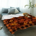 thumbnail image 2 of Thanksgiving Throw Blanket Orange Maple Leaves Fall Fleece Blankets Soft Breathable Check Plaid Buffalo Warm Cozy Bedspread for Thanksgiving Day Couch Bedroom All Seasons Use 50" x 60", 2 of 6