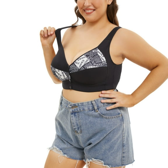 Ccpelsie Front Closure Bras for Women No Underwire Cotton Bra Full Coverage Comfortable Sleep Plus Size Bras(Black,42B)