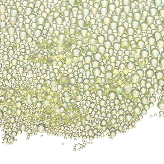 Uxcell Iridescent Glass Tiny Bubble Beads, 0.4-3mm 20g No Hole Micro Mini Round Light Yellow Water Droplets Beads, 2-Pieces