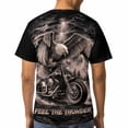 thumbnail image 4 of LAOLIUSN Men's Eagle Motorcycle Graphic T-Shirt, 3D Print Performance Stretch Biker Tee, Sizes S-4XL, 4 of 6