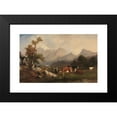 thumbnail image 2 of Jules Coignet 18x13 Black Modern Framed Museum Art Print Titled - Alpine Scene with Cattle Herders (Around 1850), 2 of 5