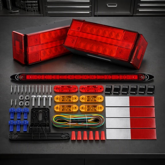 LED Submersible Rectangular Trailer Tail Light Kit, Bright Stop Turn Reverse Side Marker License Lights, Sealed Waterproof, for Utility Trailer Boat Truck Marine Over 80 Inch