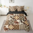 thumbnail image 2 of Manfei Western Cowgirl Boots Twin Bedding Sets 7-Piece, Bohemian Hippie Style Bedding Comforter Set, Brown Patchwork Buffalo Reversible Sheet Sets, Microfiber Bedroom Decor, 2 of 7