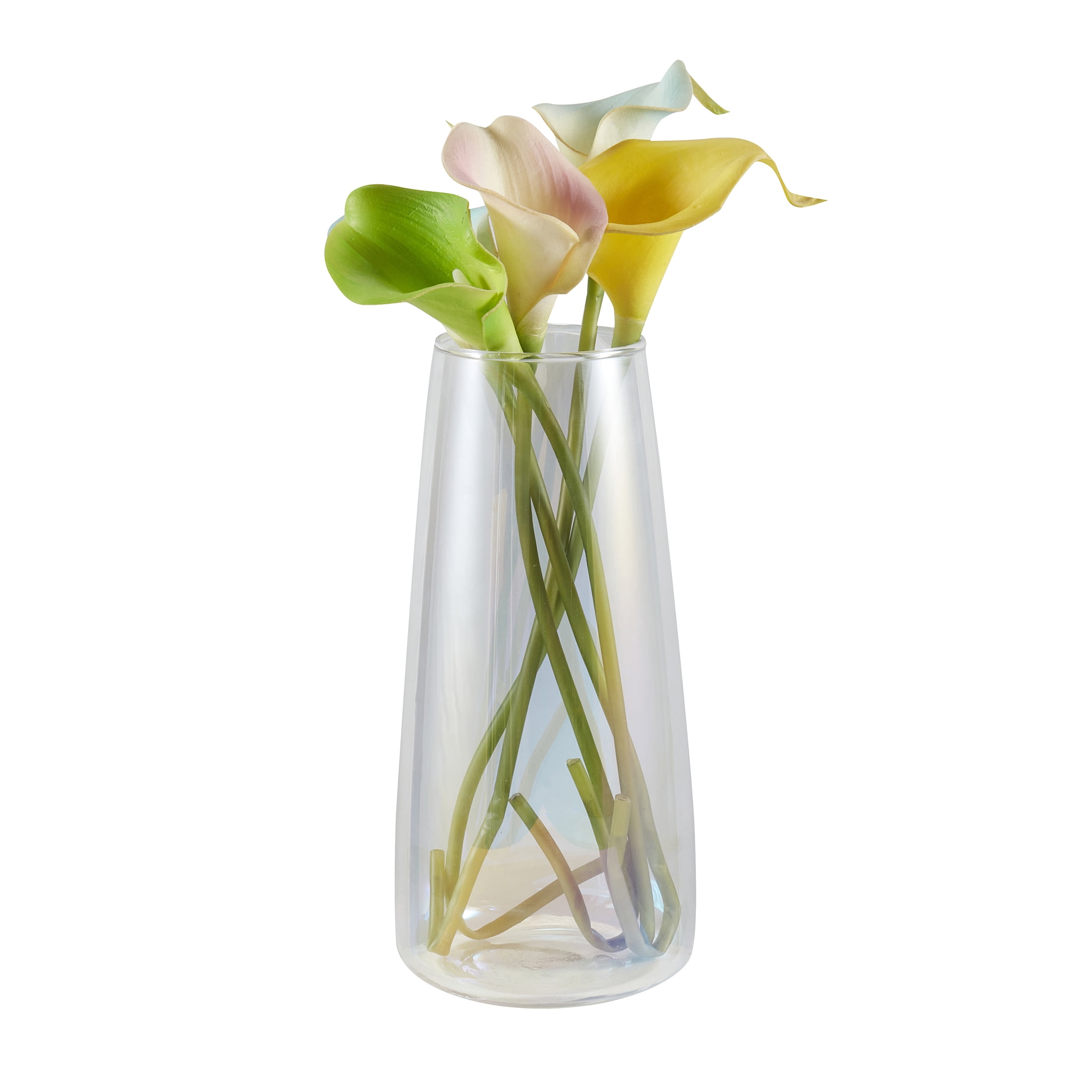 8" Iridescent Indoor Clear Glass Vase