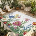 thumbnail image 2 of Outdoor Rug 5x7 ft Boho Floral Print Waterproof Outdoor Patio Rug Mat Non Slip Outside Area Rugs Carpet for RV,Camping,Porch,Deck,Pool,Balconybackyard,Peony Strawberry, 2 of 9