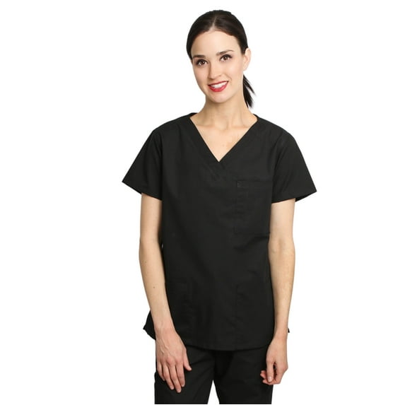 CALM VALLEY Women's V-Neck Scrub Top (3XL, Black)