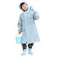 thumbnail image 1 of Chubasquero azul para niños con mochila, sombrero grande para niños medianos y grandes, chubasquero para estudiantes, 1 of 6