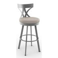thumbnail image 1 of Amisco Washington 30" Swivel Stool - Cream Faux Leather/Glossy Gray Metal, 1 of 4