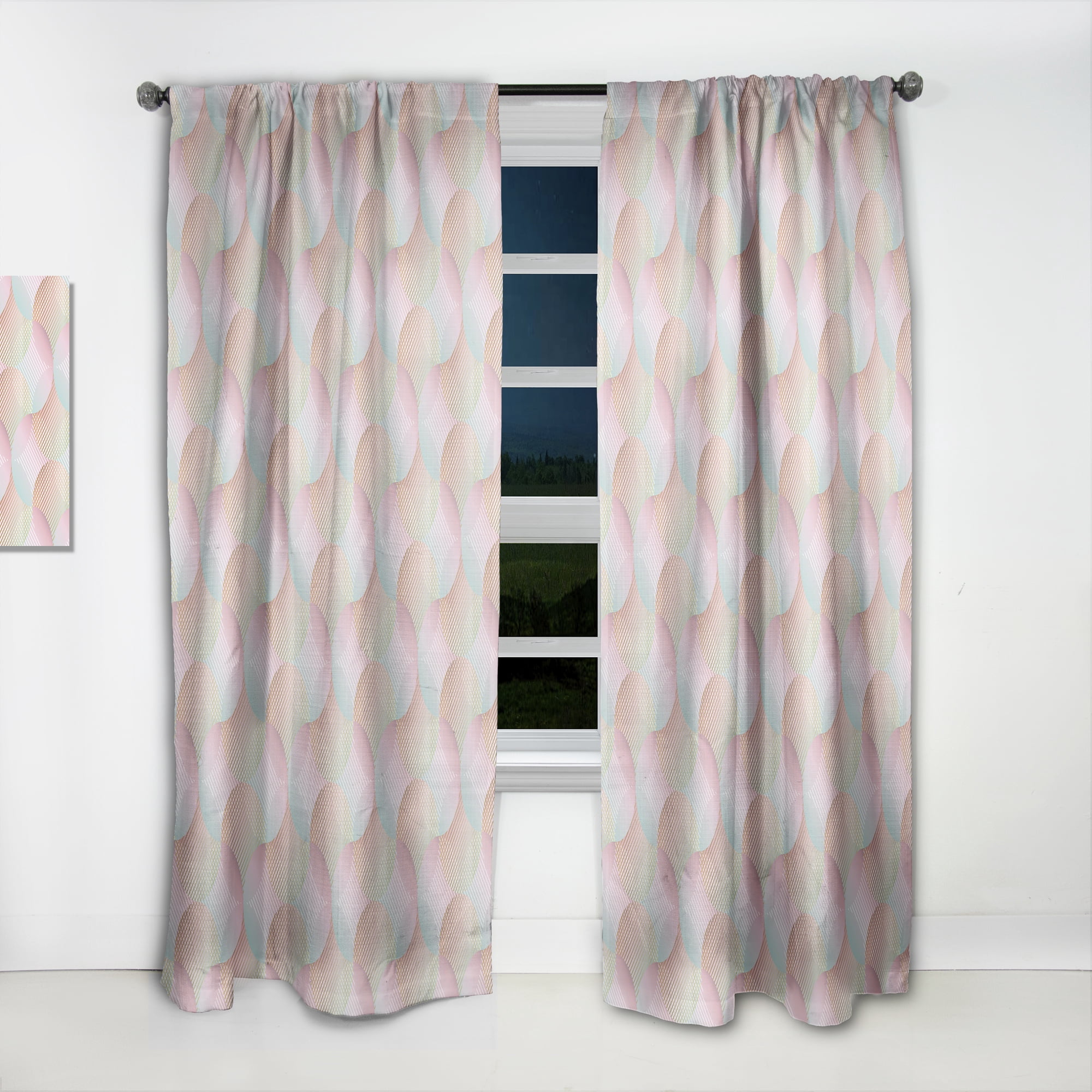 Designart 'Abstract Retro Pattern Design VII' Mid-Century Modern Curtain Panel