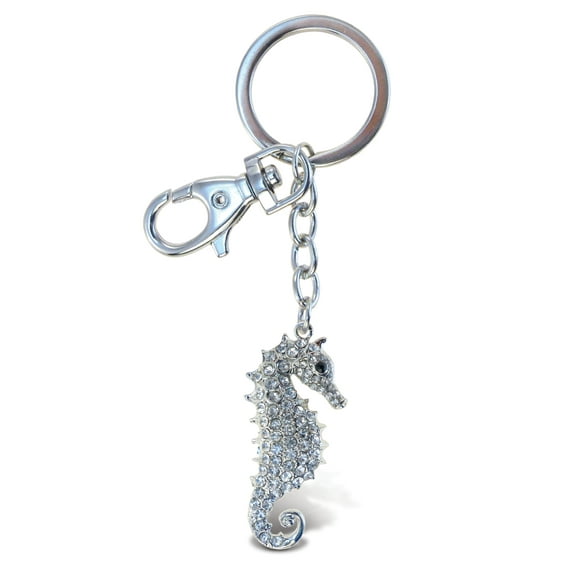 Puzzled Clear Seahorse Sparkling Charm Keychain