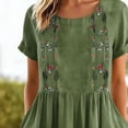 thumbnail image 4 of Puliio Summer Dresses for Women Short Sleeve Round Neck Embroidered Linen Midi Dress with Pockets, 4 of 6