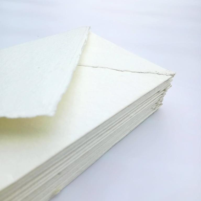 5 White Cotton Rag Paper Handmade Paper Deckled Edge Paper Wedding