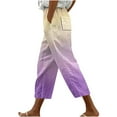 thumbnail image 3 of QATAINLAV Womens Plus Size Capris 2025 Summer Beach Casual Drawstring Capri Pants Trendy Gradient Color Straight Leg Cropped Trousers with Pockets Multicolor 5XL Prime Sales, 3 of 6