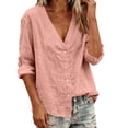 thumbnail image 4 of Women's Solid Color Loose Fit V-Neck Casual Cardigan Sweater Top, 4 of 6