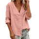 thumbnail image 2 of TaTaai Ladies V Neck Layered Blouse Solid Color Loose Fit Casual Cardigan Open Front Summer Tunic Ruffle Top Gift, 2 of 6