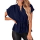 thumbnail image 1 of Blusa de color puro Ticfox con botones para mujer estilo kimono holgada, 1 of 5