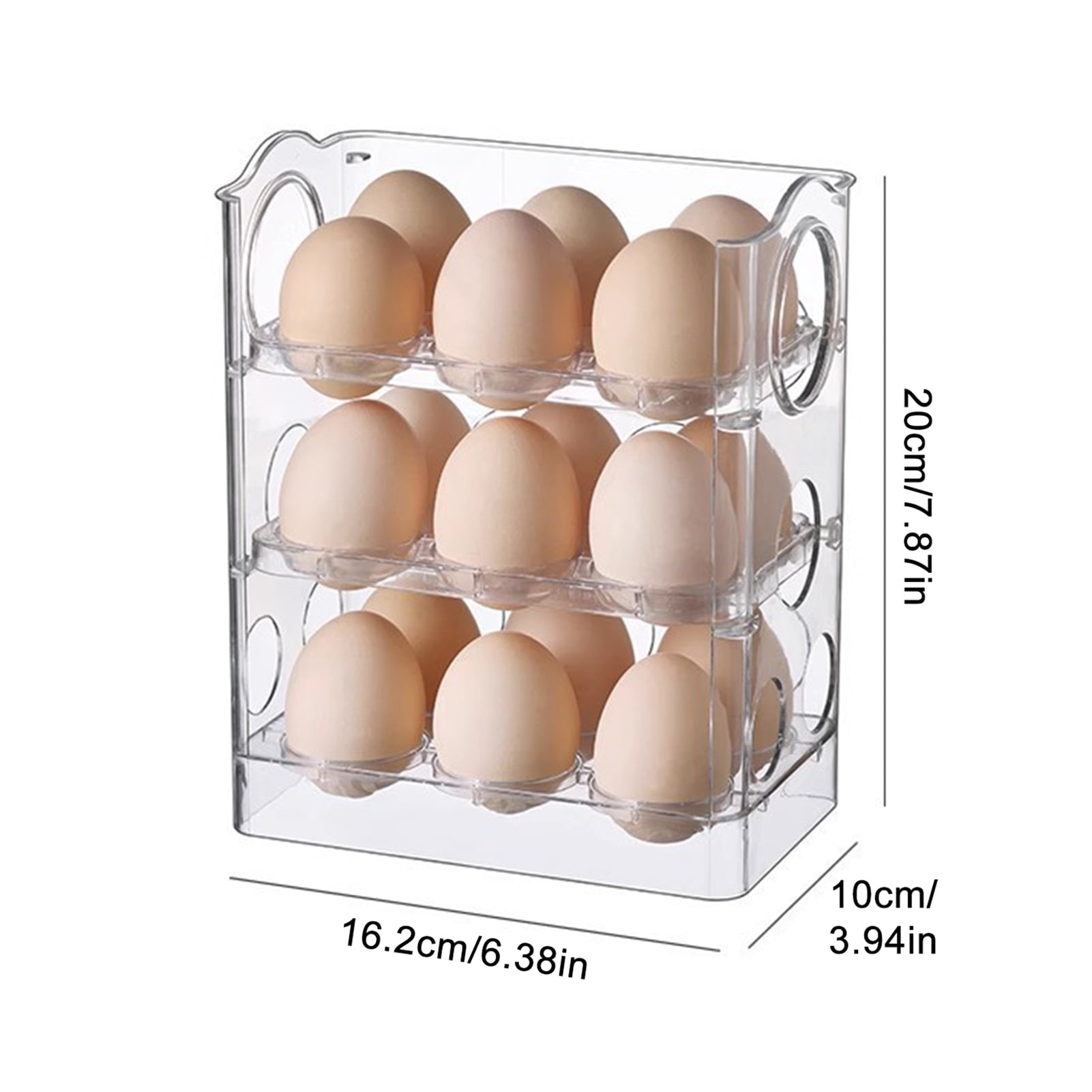 mdesiwst Three-Tier Egg Organizer for Fridge Egg Storage Box with Date Indicator Egg Rack Holds 30 Eggs or 18 Eggs for Refrigerator