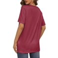 thumbnail image 4 of Womens V Neck Short Sleeve T Shirts Summer Tops Casual Loose Tees Trending Now Wine Red 5XL, 4 of 6