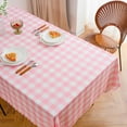 thumbnail image 3 of Pink Gingham Tablecloth for Rectangle Tables- Checkered Table Cloth Waterproof Kitchen & Table Linens-Polyester Buffalo Plaid Wrinkle Free Table Cover(Baby Pink 60x84in), 3 of 6