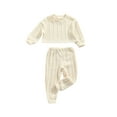 thumbnail image 2 of Qiylii Children’s Knitted Clothes Set Solid Color Long Sleeve Tops+Long Pants, 2 of 6