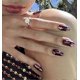 thumbnail image 5 of 24 uñas postizas cortas cuadradas de Halloween para mujer, con diseños de calabazas y hojas de arce con purpurina dorada. Diseños de uñas francesas de cobertura total., 5 of 5