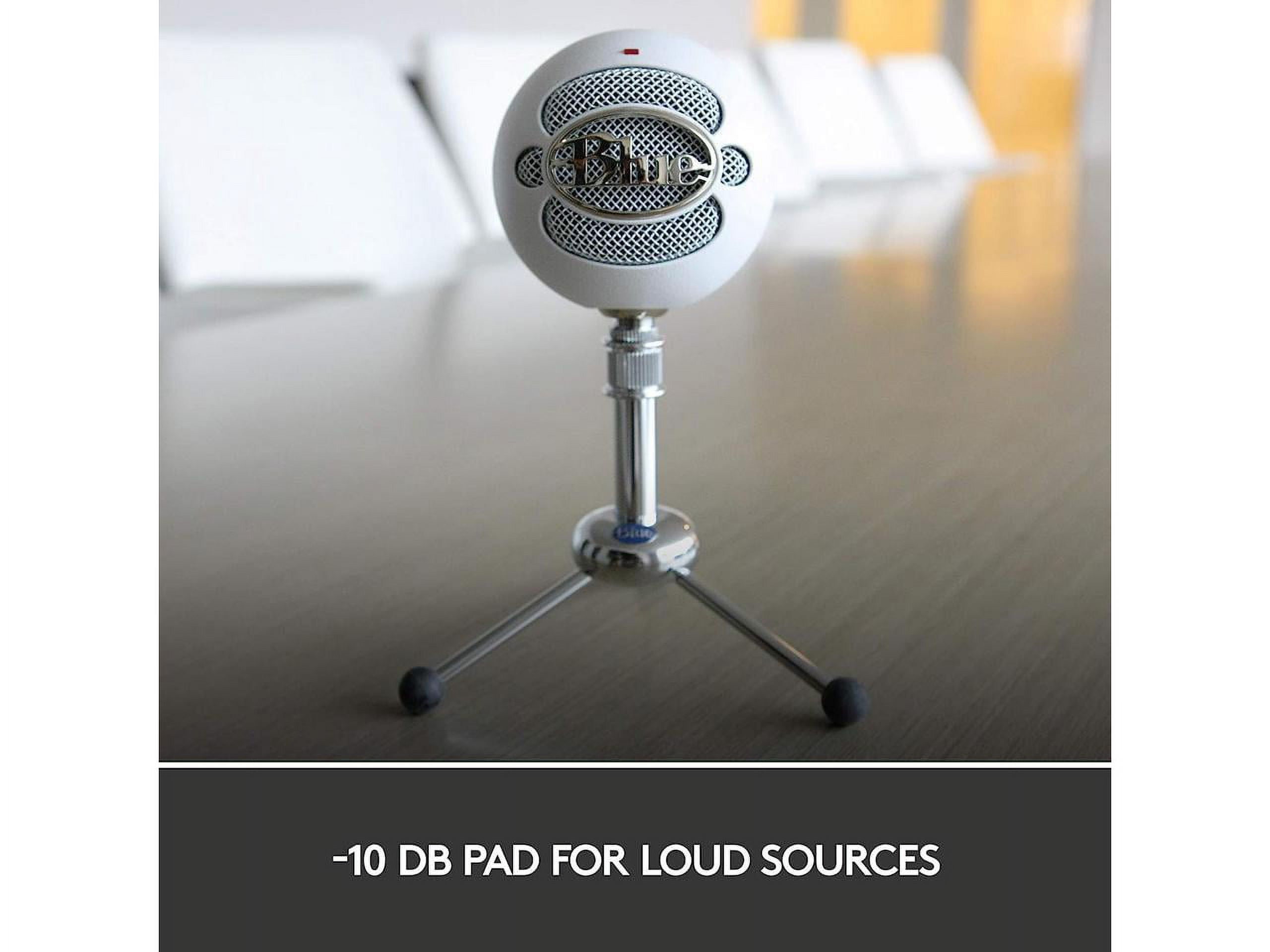 Blue Snowball USB Microphone - Textured White - 2 capsule design - Mac and PC compatible - USB - 3 pickup options - 40Hz - 18kHz