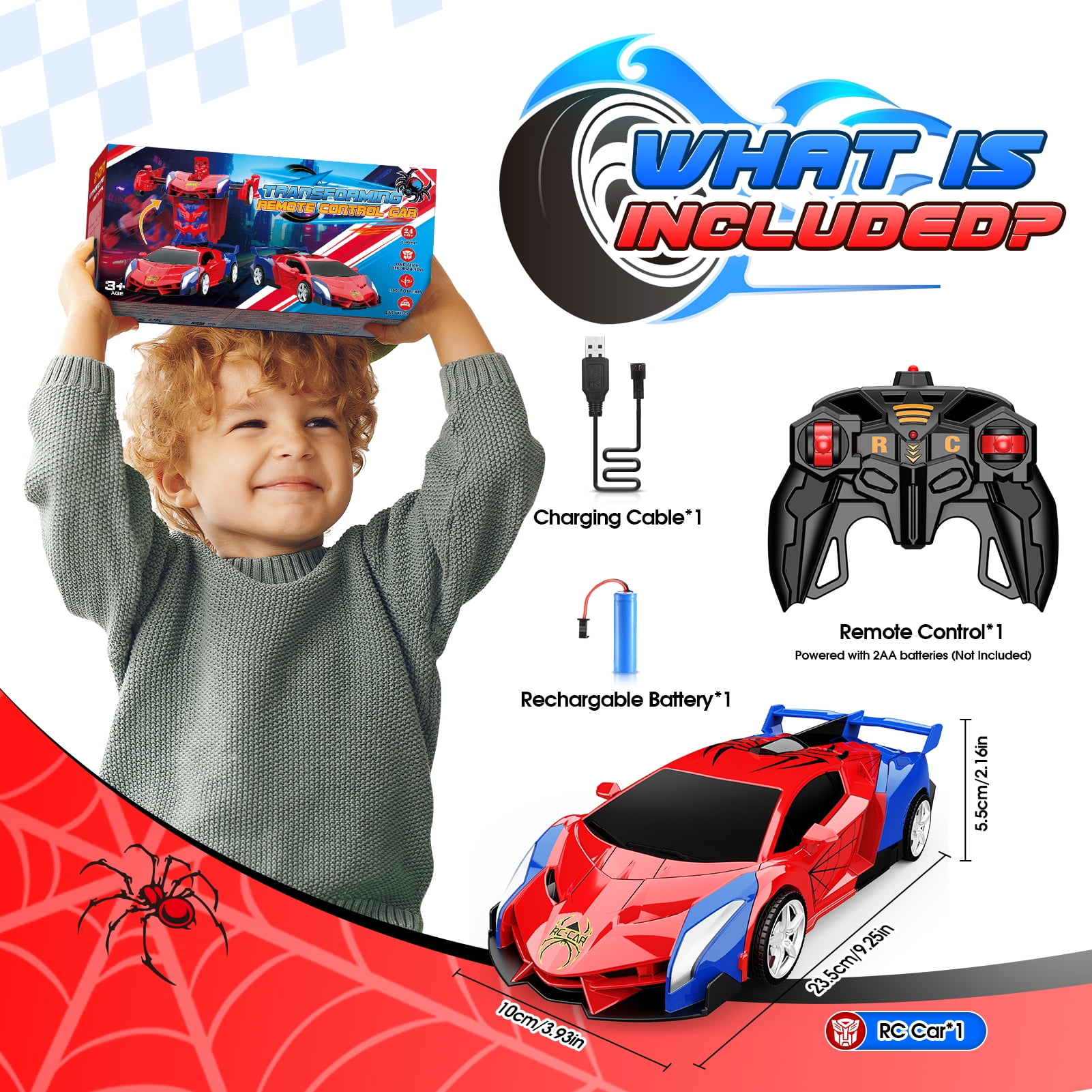 Remote Control Car, 3 4 5 6 7 8 Year Old Boys Gifts, Car Toys for 5-12 Year Old Boys, Transform RC Car for Boy Aged 3-8,Christmas Birthday Gifts