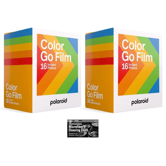 Polaroid Originals Go Instant Color Film for The Polaroid GO Camera - 2 Double Packs with Cloths 32 Photos