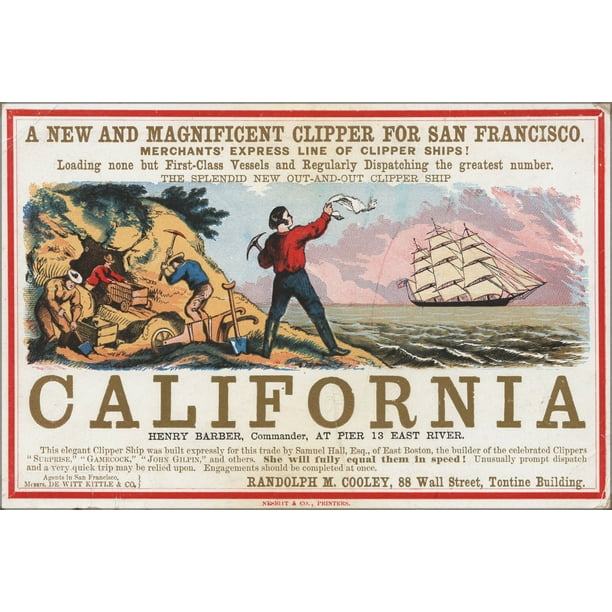24 X36 Gallery Poster Sailing Card For Clipper Ship California Gold Rush Scenes 1850 05 19 Walmart Com Walmart Com 24 X36 Gallery Poster Sailing Card For Clipper Ship California Gold Rush Scenes 1850 05 19 Walmart Com Walmart Com