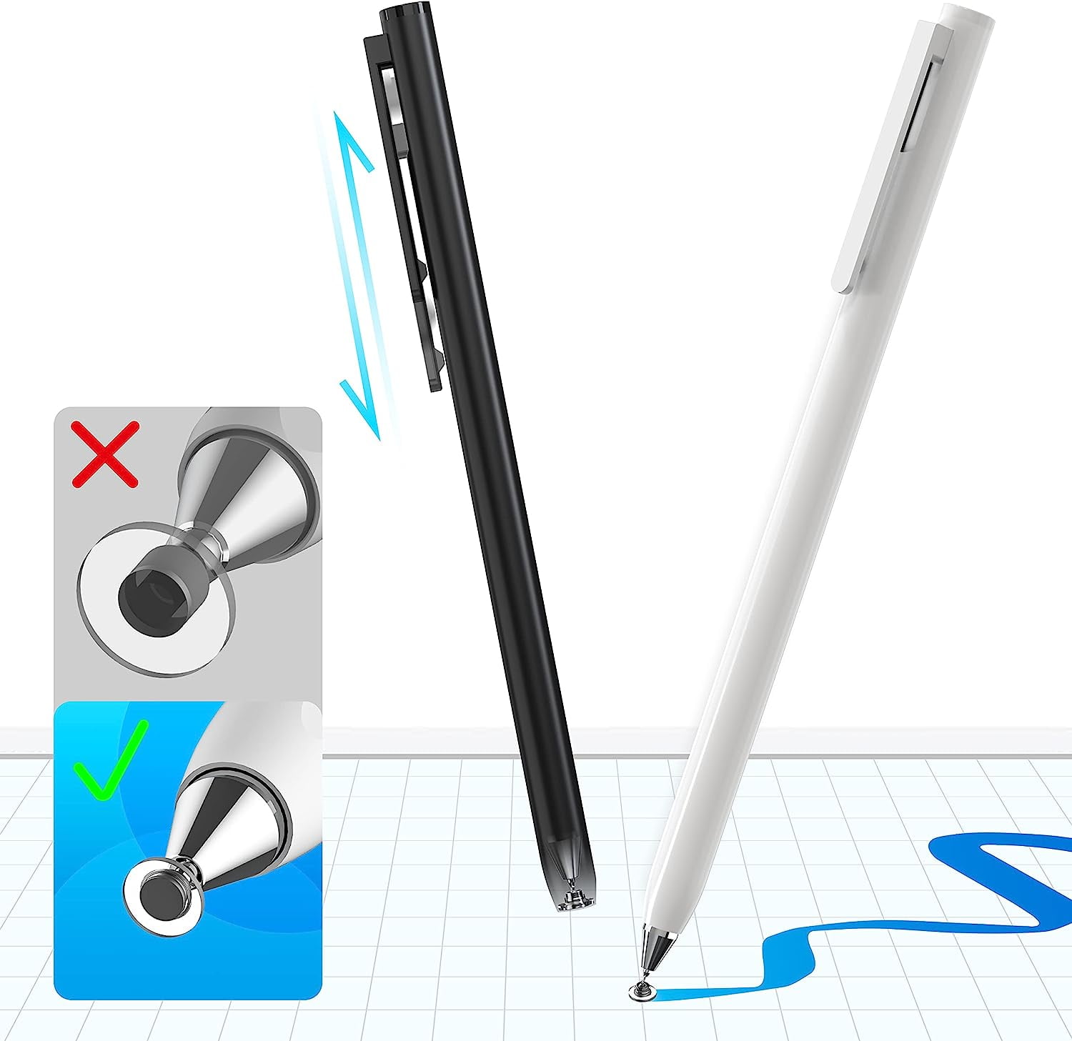 ShenMo Stylo Stylet pour Écrans Tactiles (2pcs), Stylo Universel Capacitif à Pointe de Disque pour Apple Ipad/pro/air/mini/tablettes/tablette Samsung Galaxy/amazon Fire HD/Chromebook/Huawei/MI/Phones