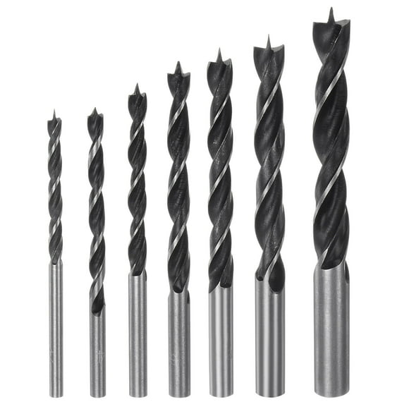 Unique Bargains Brad Point Drill Bits Set 3/4/5/6/8/10/13mm #45 Steel Round Shank Wood Drilling Bit