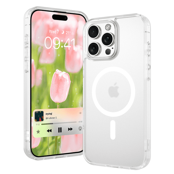 TELASO Matte Case for iPhone 16 Pro Case -iPhone 16 Pro Case Frosted Translucent Back, Crash-Grade Shockproof Drop Protection, Anti-Fingerprint, Non-Slip Grip, Wireless Charging Compatible (White)