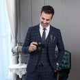 thumbnail image 7 of i·FineLong Men's Plaid Three - Piece Suit, Suitable for Business and Travel, 7 of 7