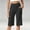 Black, variant on Women's High Waisted Shorts, Cross Waist V Waistband capris for women with pockets Knee Length Bermuda Shorts Stretchy Fabric for Workout Gym Running Yoga Daily Wear, Beige L