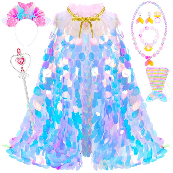 Conjunto de disfraces para princesas LIMIROLER Rainbow Mermaid, 9 unidades, 3-8 Y