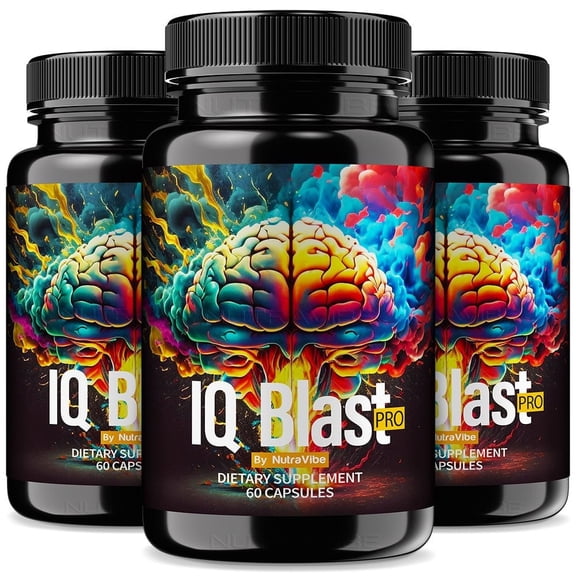 (3 Pack) IQ Blast Pro Pills – IQBlast Daily Formula with a Natural Blend to Help Maintain Focus, Clarity & Concentration | Clean Easy-to-Swallow Capsules for Everyday Sharpness (180 Capsules)