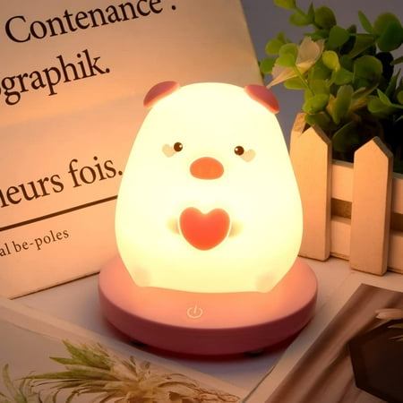 

LED Children Night Light Cute Pig Night Light for Kids Cute Pig Lamp Soft Silicone Cute Night Light with 3 Modes Protable Led Animal Kids Lamp USB Rechargeable Bedside Lamp for Room Desk Decor