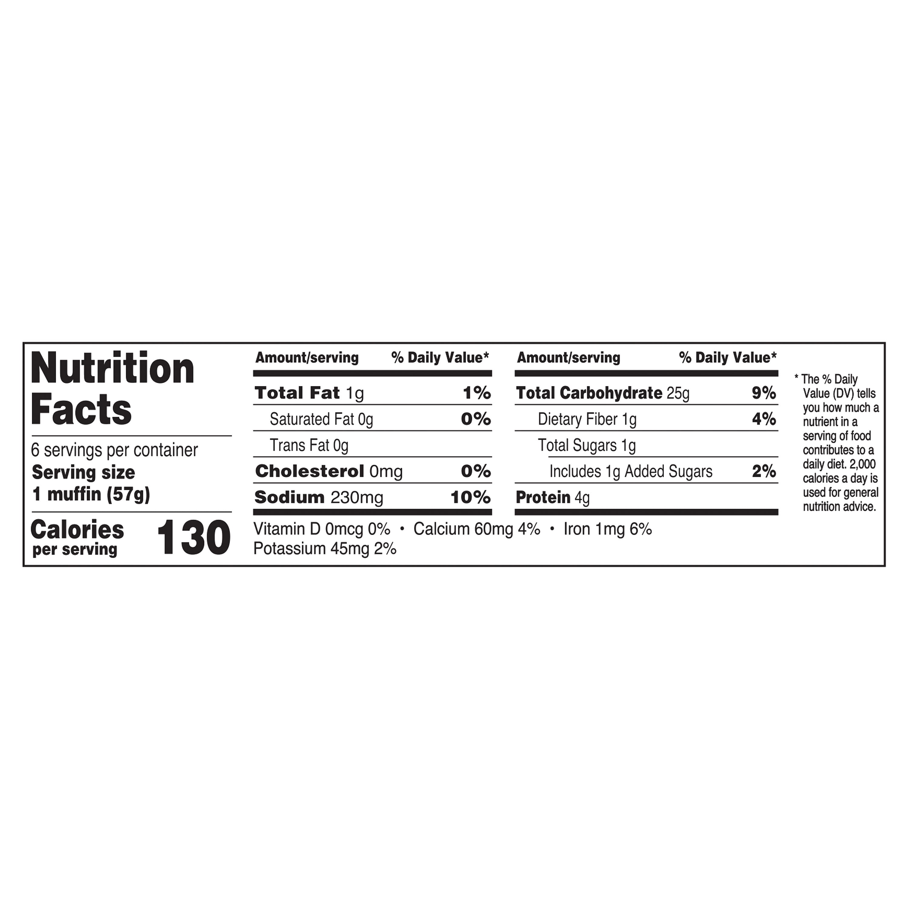 Great Value Original Fork Split English Muffins, 12 oz, 6 Count