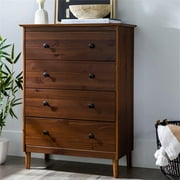 Bowery Hill Modern 40H Solid Wood Bedroom Dresser with 4-Drawers in Walnut