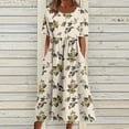 thumbnail image 2 of Ruyang Summer Casual Long Dresses Women's Short Sleeve A-Line Midi Dresses Casual Floral T-Shirt Dress Flowy Beach Sundress with Pockets, 2 of 5