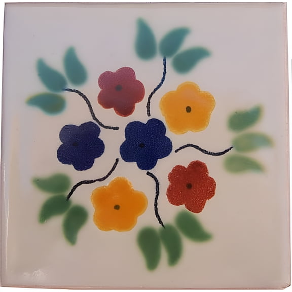 4.2x4.2 Bouquet Talavera Mexican Tile, Set of 9 pcs