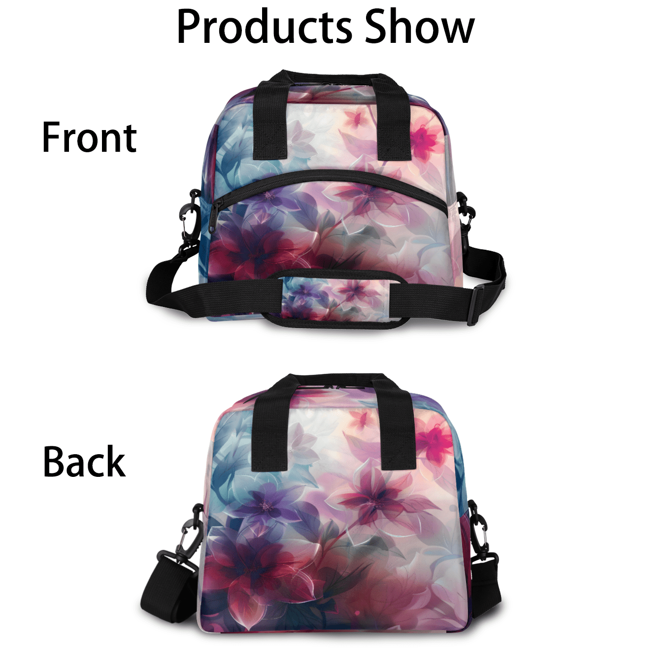Herdesigns Floral Spring Flower Insulated Lunch Bag for Women Men Adults Large Reusable Lunch Box Leakproof Portable Cooler Tote Bags with Adjustable Shoulder Strap