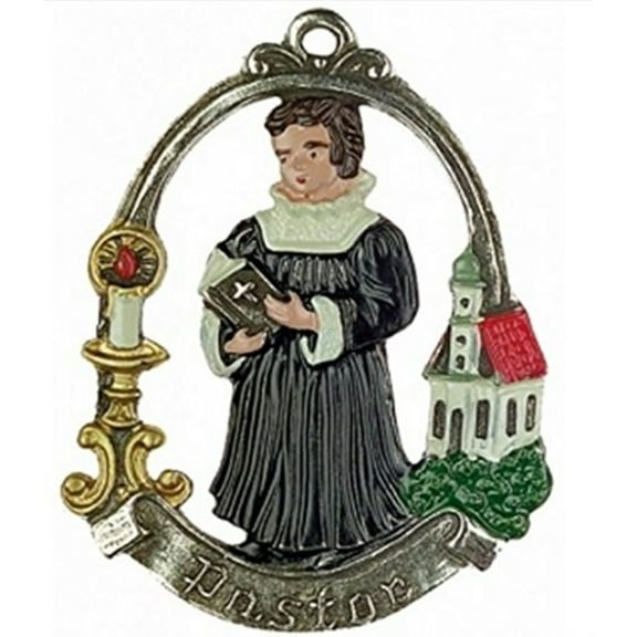 Pastor Religious German Pewter Christmas Ornament Preacher Priest Decoration