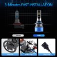 thumbnail image 3 of Yeacher 2Pcs IP68 Waterproof Car LED Headlight Bulbs LED Driving Lamp All-in-one Conversion Kit 50W, 3 of 8